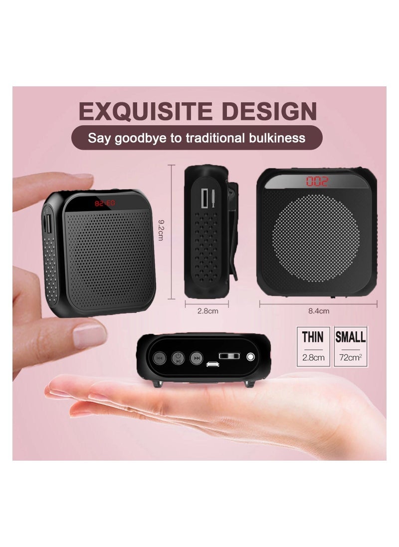 Voice Amplifier with Wired Microphone Headset, Portable Rechargeable PA System Speaker Personal Microphone Speech Amplifier, Loudspeaker for Teachers, Tour Guides/Coaches Metting/Yoga/Fitness (Black) - Image 4